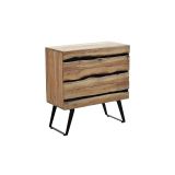 Cómoda de Madera Maciza Nogal-Negro con Patas Metálicas