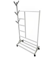 Perchero colgador multiusos con ruedas,  portatil, madera maciza color blanco Perchero colgador multiusos con ruedas,  portatil, madera maciza color blanco