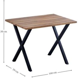 Conjunto Mesa y Sillas Comedor/Cocina: Mesa madera y Patas Metálicas En Negro (76x100x70 Cm) + 5 Sillas (80x40x55 Cm)