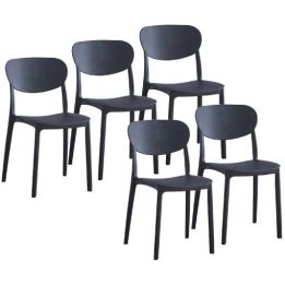 Conjunto Mesa y Sillas Comedor/Cocina: Mesa madera y Patas Metálicas En Negro (76x100x70 Cm) + 5 Sillas (80x40x55 Cm)
