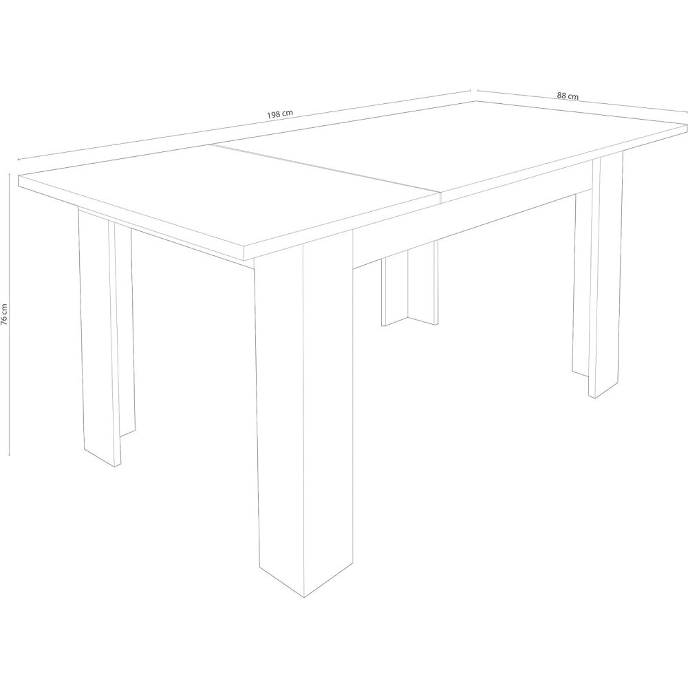 Mesa de Comedor Extensible, Mesa Salón, Robusta, Color Cañón