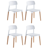 Pack de 4 Sillas Blancas con Patas de Madera de Haya
