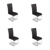 Pack de 4 Sillas de Madera Contrachapada con Relleno de Espuma, Tapizadas en Tela Negra, Patas de Cromo, Medidas 43x49x102 cm