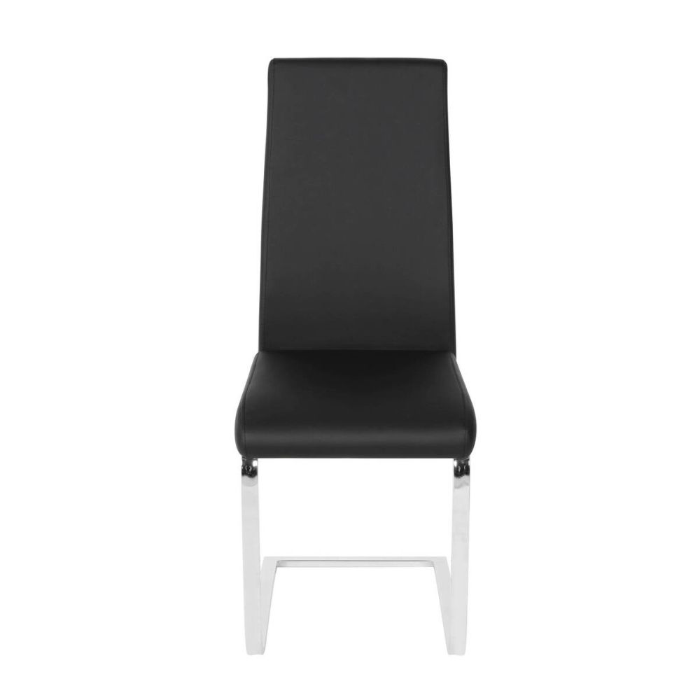 Pack de 4 Sillas Tapizadas en Símil Piel Negra con Pata