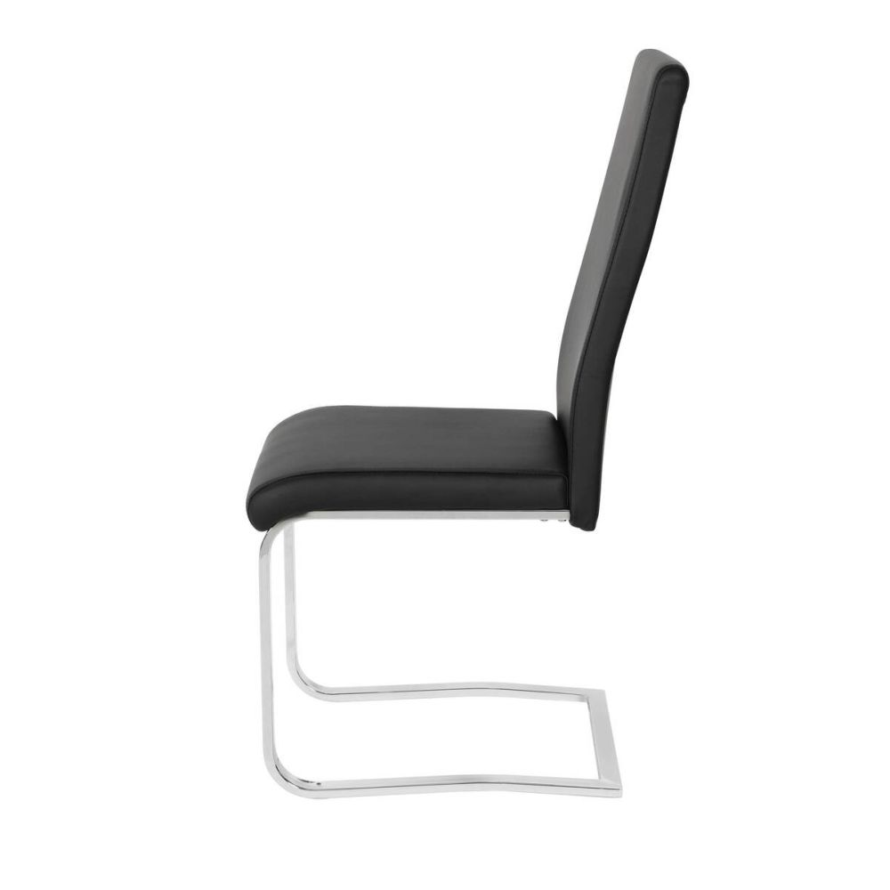 Pack de 4 Sillas Tapizadas en Símil Piel Negra con Pata