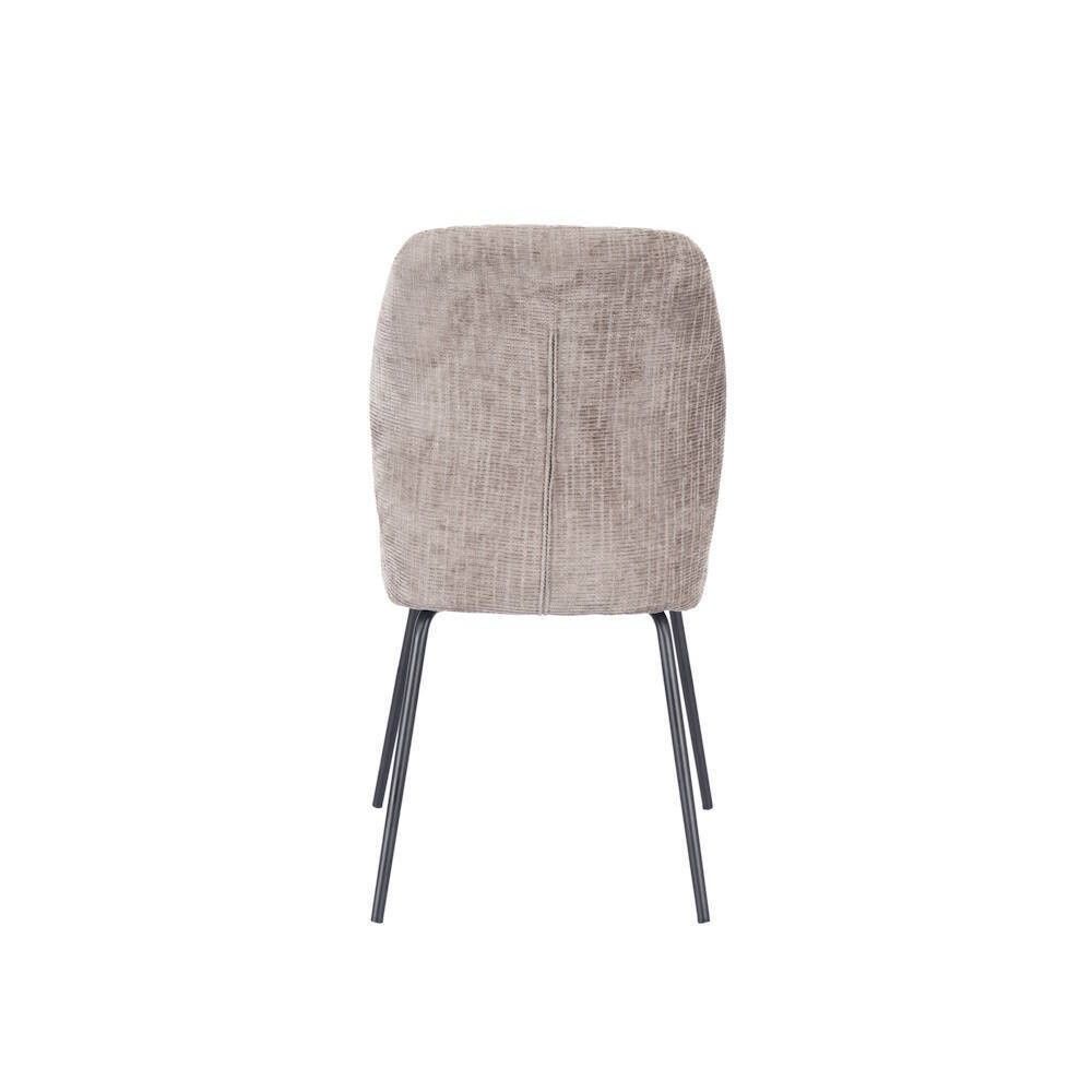 Pack de 2 Sillas Tapizadas en Tela Piedra con Patas en Acabado Negro, Asiento y Respaldo Ergonómicos, Medidas 61x47x89 cm