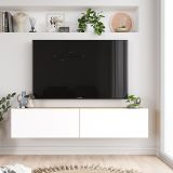 Mueble TV de Pared Blanco y Roble Sonoma 140x31,6x29,6 cm - 2 Puertas